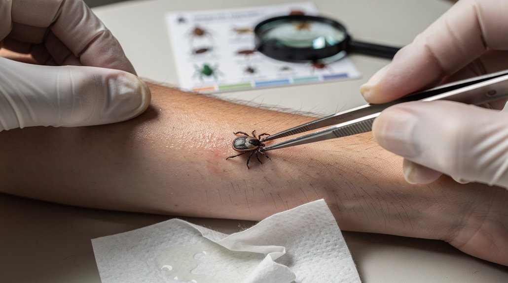 pašalinkite erkę smulkių galiukų pincetu